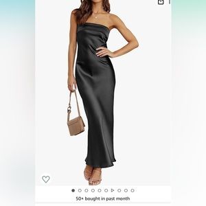 Women Satin Strapless Formal Dress Backless Bodycon Cocktail Party Maxi Dress